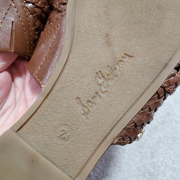 SAM EDELMAN Natalya Woven Leather Mules Clogs Rattan Raffia Brown Women's 7.5 - Picture 11 of 11